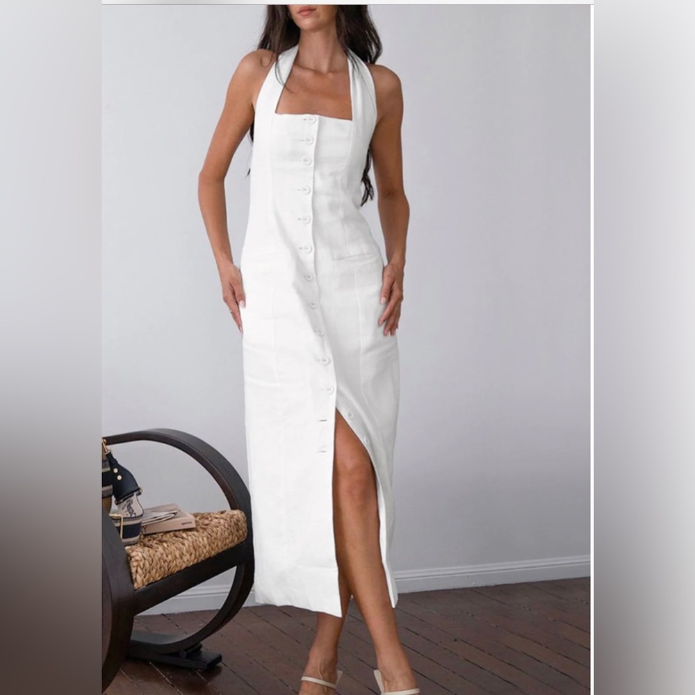 Halter Cotton Midi Dress